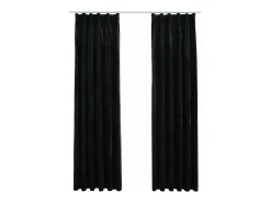 Cortinas opacas con ganchos 2 pzas terciopelo negro 140x175 cm ES432032