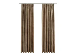Cortinas opacas con ganchos 2 pzas terciopelo beige 140x175 cm ES111015