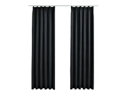 Cortinas opacas con ganchos 2 piezas negro 140x245 cm ES863527