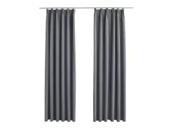 Cortinas opacas con ganchos 2 piezas gris 140x245 cm ES751038