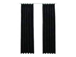 Cortinas opacas con ganchos 2 pzas terciopelo negro 140x225 cm ES671484