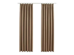 Cortinas opacas con ganchos 2 piezas gris topo 140x225 cm ES499533