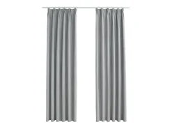 Cortinas opacas con ganchos 2 unidades gris 140x245 cm ES588868