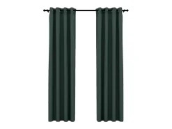 Cortinas opacas con ojales look de lino 2 pzas verde 140x225 cm ES500414