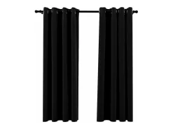 Cortinas opacas con ojales look de lino 2 pzas negro 140x175 cm ES496840