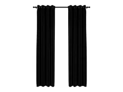 Cortinas opacas con ojales look de lino 2 pzas negro 140x245 cm ES380968