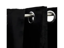 Cortinas opacas con ojales look de lino 2 pzas negro 140x245 cm ES380968