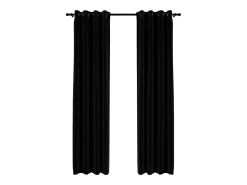Cortinas opacas con ojales look de lino 2 pzas negro 140x225 cm ES369182