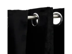Cortinas opacas con ojales look de lino 2 pzas negro 140x225 cm ES369182
