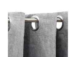 Cortinas opacas con ojales look de lino 2 pzas gris 140x245 cm ES306941