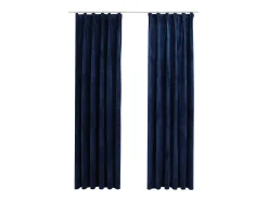 Cortinas opacas ganchos 2 pzas terciopelo azul oscuro 140x245cm ES791488