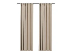 Cortinas opacas ganchos look de lino 2 pzs beige 140x225cm ES776946