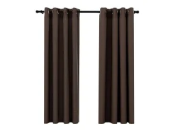 Cortinas opacas ojales look de lino 2 pzas gris topo 140x175 cm ES492382