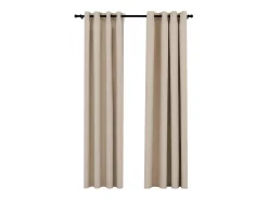 Cortinas opacas ojales look de lino 2 pzas beige 140x225 cm ES757384