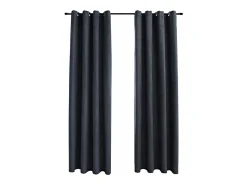 Cortinas opacas y aros de metal 2 pzs gris antracita 140x225 cm ES640254