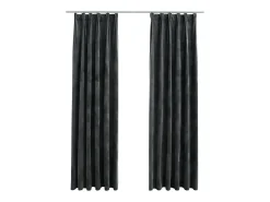 Cortinas opacas y ganchos 2 pzas terciopelo antracita 140x225cm ES514853