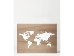 Cuadro de madera Mapamundi envejecido