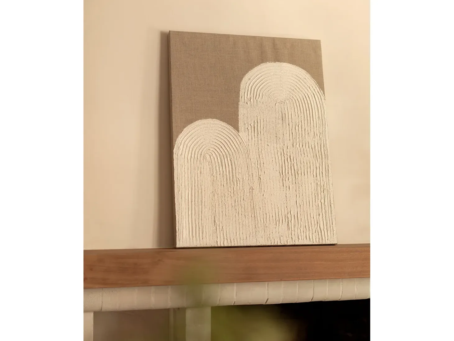 Cuadro decorativo sobre lienzo de lino con marco de madera marrón oscuro pintado artesanalmente con pintura al oleo de 100x150cm - MARLENE - DECOWOOD
