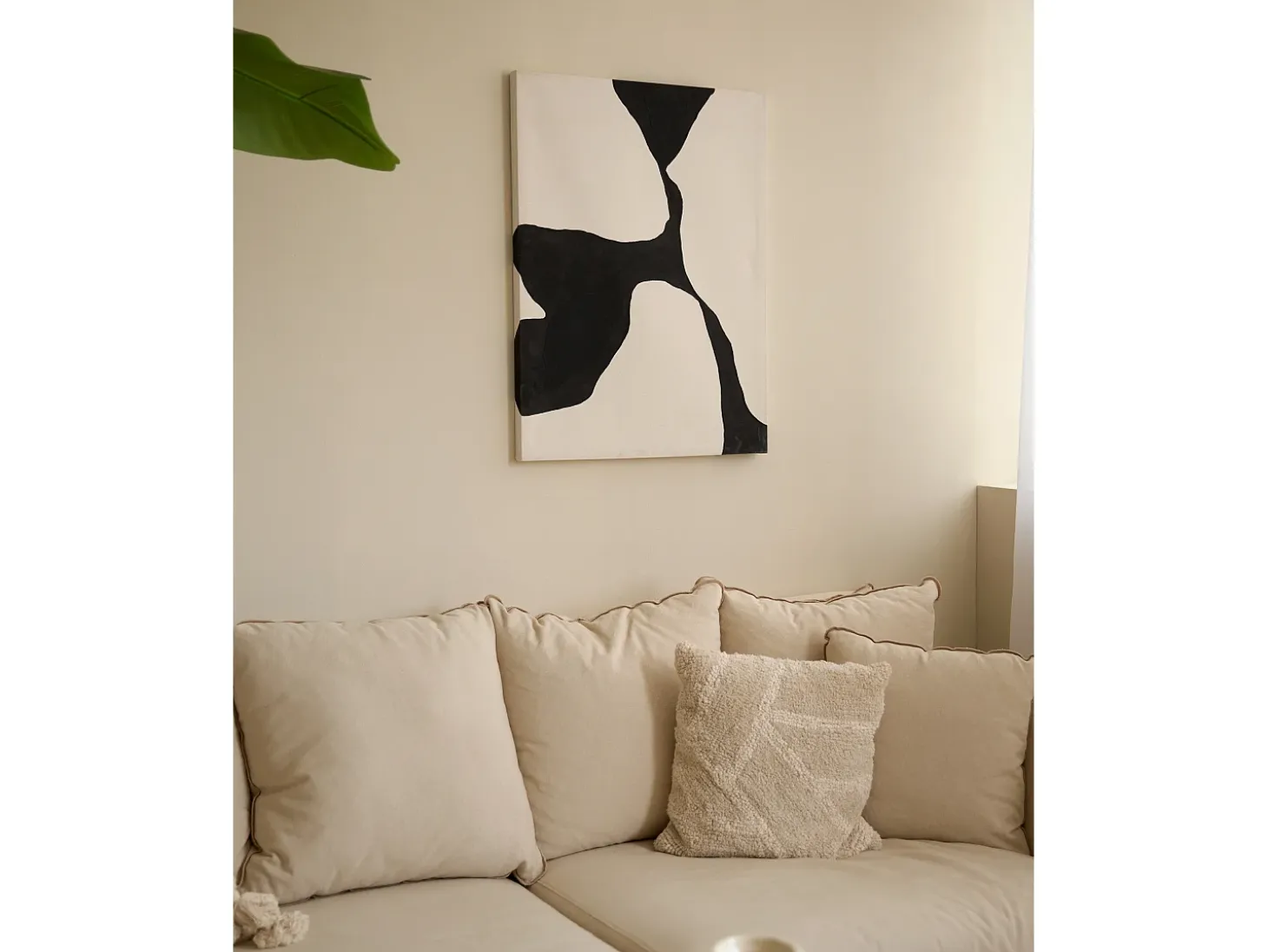 Cuadro decorativo sobre lienzo de algodón con marco de madera marrón claro pintado artesanalmente con pintura al oleo de 100x150cm - MISIA - DECOWOOD