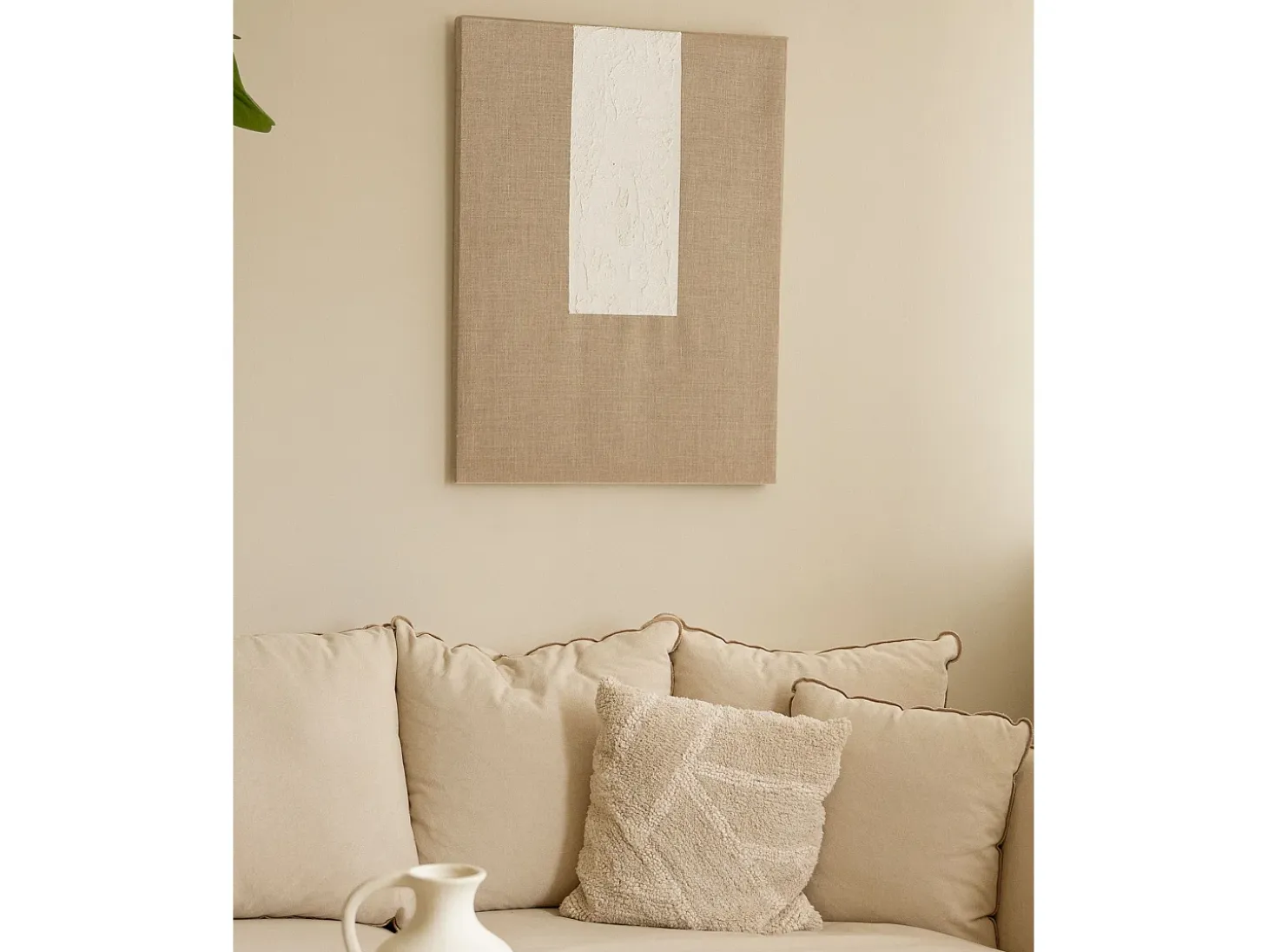 Cuadro decorativo sobre lienzo de lino con marco de madera marrón claro pintado artesanalmente con pintura al oleo de 80x100cm - NIMBA - DECOWOOD