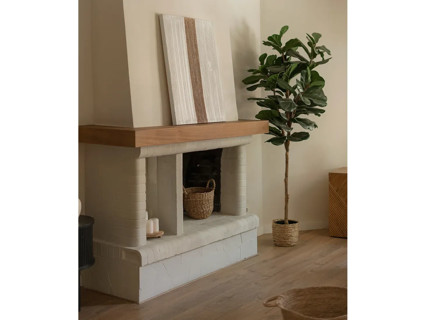 Cuadro decorativo sobre lienzo de algodón con marco de madera negro pintado artesanalmente con pintura al oleo de 80x100cm - TESA - DECOWOOD