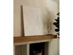 Cuadro decorativo sobre lienzo de algodón con marco de madera blanco pintado artesanalmente con pintura al oleo de 60x80cm - LEO - DECOWOOD