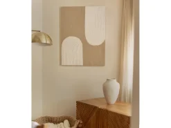 Cuadro decorativo sobre lienzo de lino con marco de madera marrón claro pintado artesanalmente con pintura al oleo de 60x80cm - NIKI - DECOWOOD