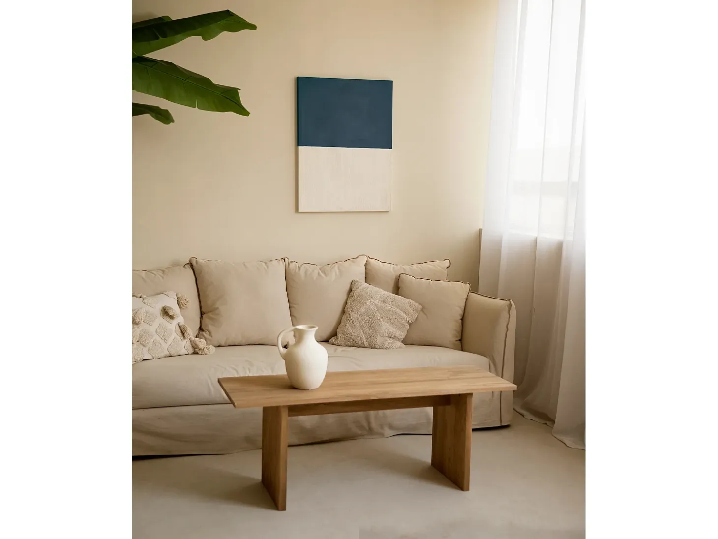 Cuadro decorativo sobre lienzo de algodón con marco de madera negro pintado artesanalmente con pintura al oleo de 60x80cm - MARINA - DECOWOOD