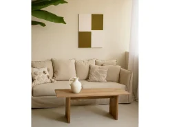 Cuadro decorativo sobre lienzo de algodón con marco de madera blanco pintado artesanalmente con pintura al oleo de 80x100cm - PRISMA - DECOWOOD