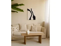 Cuadro decorativo sobre lienzo de algodón con marco de madera marrón claro pintado artesanalmente con pintura al oleo de 60x80cm - KUSAMA - DECOWOOD