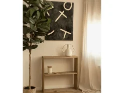 Cuadro decorativo sobre lienzo de algodón con marco de madera marrón claro pintado artesanalmente con pintura al oleo de 100x150cm - SILVANA - DECOWOOD