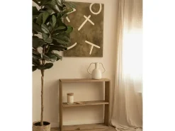 Cuadro decorativo sobre lienzo de algodón con marco de madera marrón claro pintado artesanalmente con pintura al oleo de 100x150cm - SILVANA - DECOWOOD