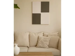Cuadro decorativo sobre lienzo de algodón con marco de madera marrón oscuro pintado artesanalmente con pintura al oleo de 80x100cm - PRISMA - DECOWOOD