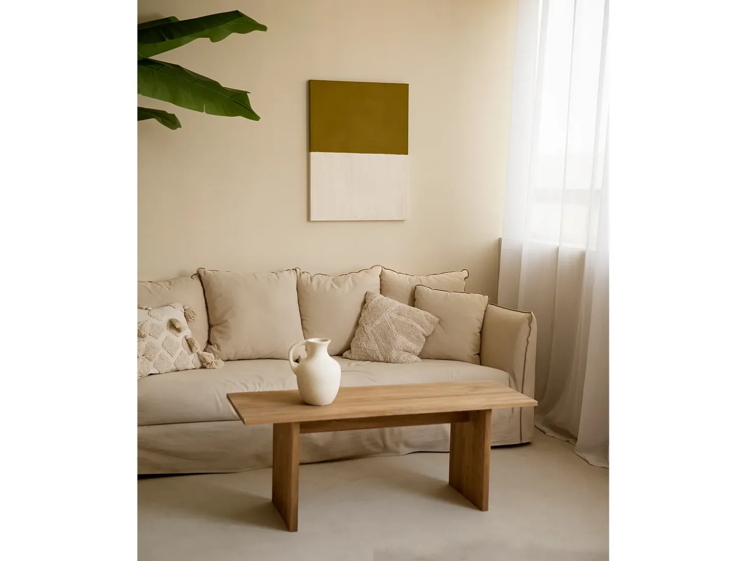Cuadro decorativo sobre lienzo de algodón con marco de madera marrón oscuro pintado artesanalmente con pintura al oleo de 100x150cm - MARINA - DECOWOOD