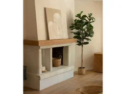 Cuadro decorativo sobre lienzo de lino con marco de madera marrón claro pintado artesanalmente con pintura al oleo de 80x100cm - MARLENE - DECOWOOD