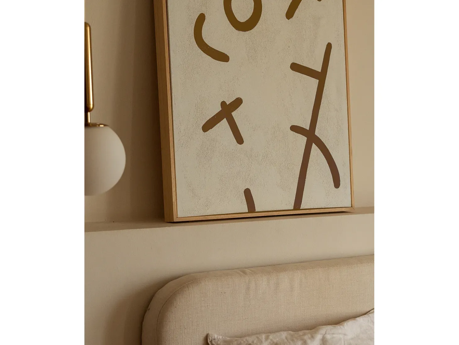 Cuadro decorativo sobre lienzo de algodón con marco de madera marrón claro pintado artesanalmente con pintura al oleo de 60x80cm - VIRGINIA - DECOWOOD