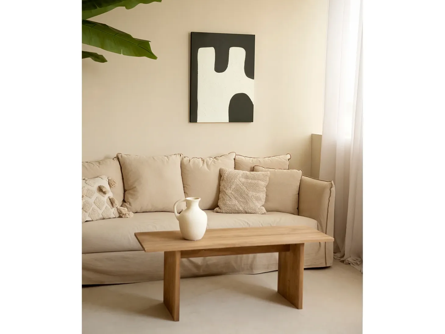 Cuadro decorativo sobre lienzo de algodón con marco de madera negro pintado artesanalmente con pintura al oleo de 80x100cm - KIKA - DECOWOOD