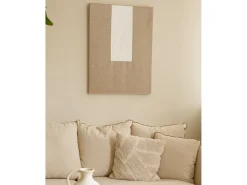 Cuadro decorativo sobre lienzo de lino con marco de madera blanco pintado artesanalmente con pintura al oleo de 80x100cm - NIMBA - DECOWOOD