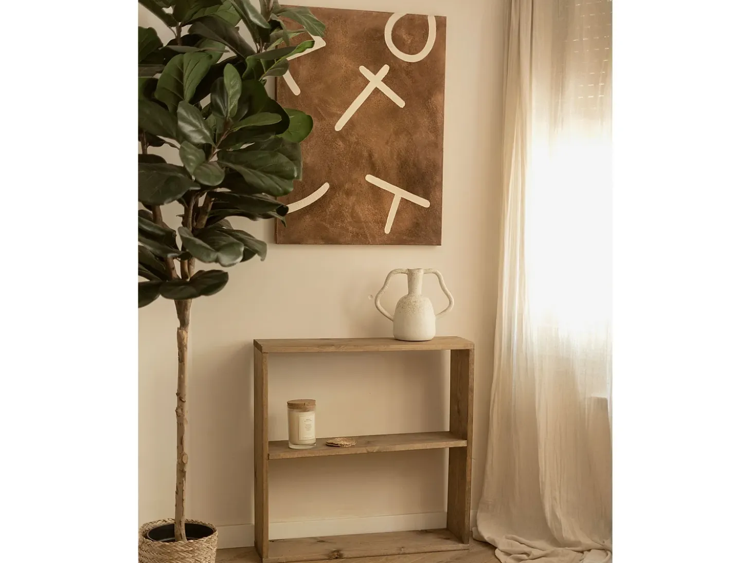 Cuadro decorativo sobre lienzo de algodón con marco de madera negro pintado artesanalmente con pintura al oleo de 100x150cm - SILVANA - DECOWOOD