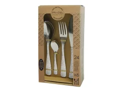 Cubertería Étnica de 24 Piezas en Acero Inoxidable con Decoración Martillada - Estuche de Regalo