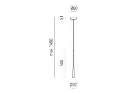 Dafne - Lámpara colgante LED blanca 7W 3000K IP20 - Plafón LED de diseño minimalista en aluminio - Fuente de alimentación incluida - L. máx. 145cm