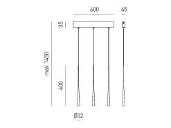 Dafne - Lámpara colgante negra 16,5W luz cálida 3000K IP20 - Plafón LED 3 luces diseño moderno - aluminio blanco satinado