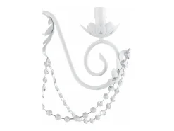 Damasco - Lámpara blanca con decoración shabby chic y pedrería de cristal, 3 luces Ø47 cm