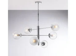 Demetra Suspensión en hierro cromado pulido 6 luces X 97 Ø73 BL279-6-CR