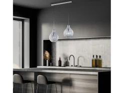 Diamante - Pista blanca y cromo con cristal transparente decorado y cables orientables, 2 luces