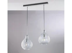 Diamante - Pista blanca y cromo con cristal transparente decorado y cables orientables, 2 luces