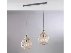 Diamante - Pista blanca y cromo con cristal ámbar decorado y cables orientables, 2 luces