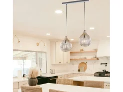 Diamante - Pista blanca y cromo con cristal ámbar decorado y cables orientables, 2 luces