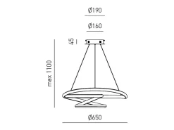 Diva - Lámpara colgante LED regulable 47W - Diseño moderno en aluminio blanco satinado, luz cálida 3000K, aros entrelazados d.65cm