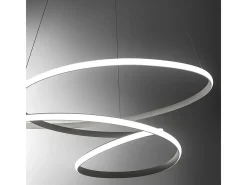 Diva - Lámpara colgante LED regulable 80W - Diseño moderno en aluminio titanio, luz cálida 3000K, anillos entrelazados d.85cm